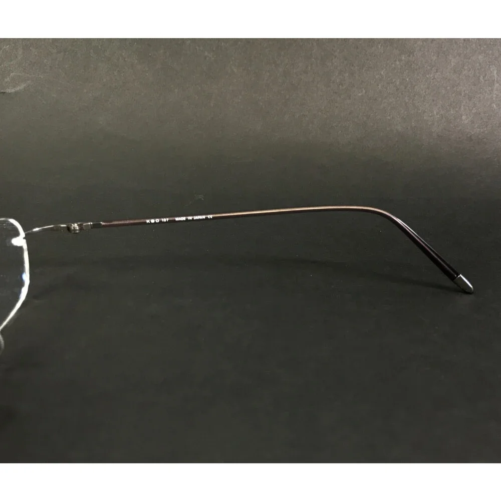 Keo Eyeglasses Frames 107 SGUN Satin Gunmetal Rimless Oval Titanium 47-20-140